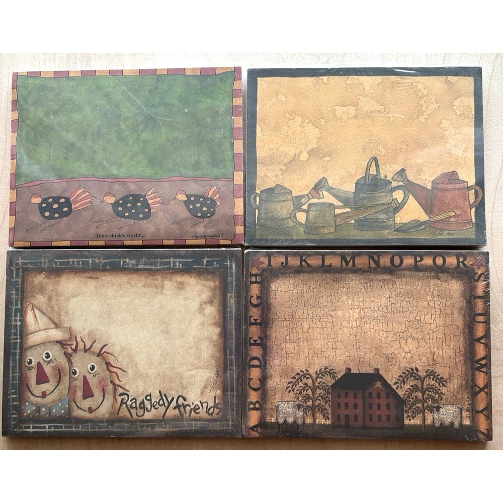 Primitives by Kathy Note Pad LOT of 4 NIP New Chickens Saltbox Watering Can #7